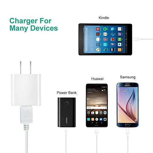 BSSPOWER 5V USB Wall Charger Power adapter for Amazon Fire Tablets and Kindle eReaders, HTC One M8 / LG / G3, iPhone 7 / 7Plus / 6 / 6s, Samsung Galaxy S5 / S4 / S3 / Note 4 / Note 2 (2 Pack)