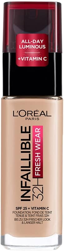 L'Oréal Paris Make-up, Wasserfest und langanhaltend, Flüssige Foundation mit LSF 25, Infaillible 32H Fresh Wear Make-up, 110 Cool, 30 ml