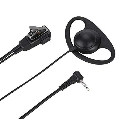Diyeeni201910051731 2.5mm Walkie Talkie Earpiece with PTT Button, D Shape Two Way Radio Headset, Ear-Clip Security Earphoen with 150cm Wire for Motorola TKLR/EM/MC/MB Series