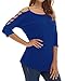 Viishow Women's Casual Loose Hollowed Out Shoulder Three Quarter Sleeve Shirts