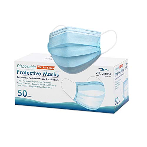 Disposable 3 ply Face Masks Pack of 50 pcs/box, Albatross Health 3ply