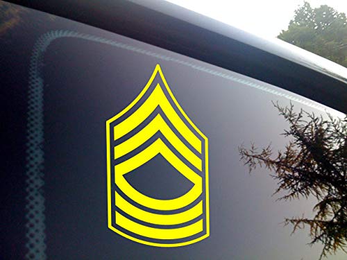ViaVInyl US Army Enlisted Rank Insignia Decal Sticker. All Ranks Available with Multiple Color Options! Made in The USA by a Military Veteran! (Yellow, E-8 MSG)