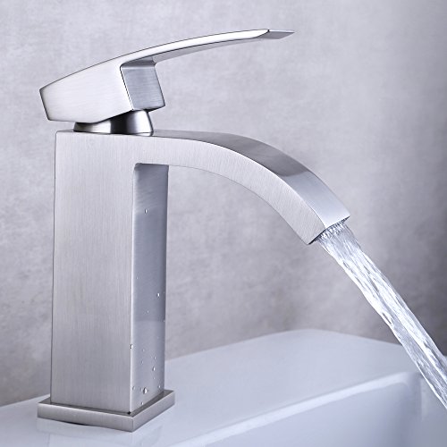 KES L3109A2 Single Handle Waterfall Bathroom Vanity Sink Faucet with Extra Large Rectangular