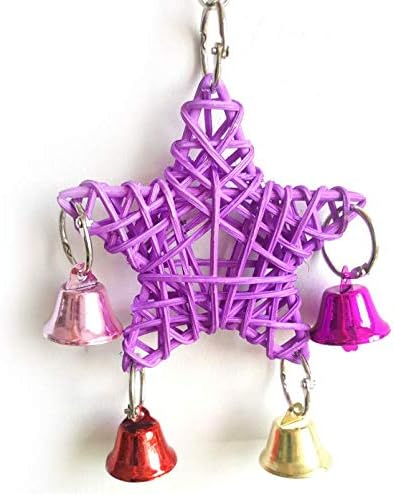 Doyime Natural Rattan Chew Toy with Bells for Pet Bird Parrot Budgie Parakeet Cockatiel Conure Lovebird Finch African Grey Cockatoo Amazon Cage