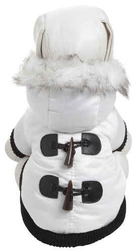 PET LIFE Fashion Designer Aspen Winter-White Parka Pet Dog Coat Jacket w/ 3M Insulation Technology, Medium, Winter White