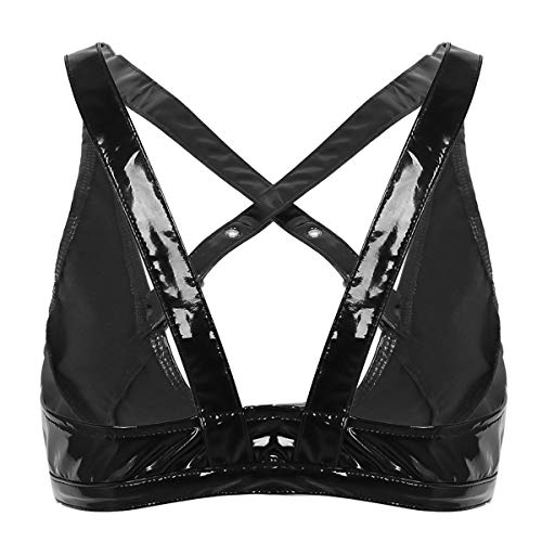 iEFiEL Damen BH Wetlook Push Up Bustier Top Shirts Oberteile Spagetti Träger Bikini Tops Bralette mit Vorderverschluss… – Bild 5