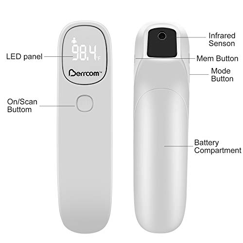 Berrcom Digital Infrared Thermometers for Baby Adults, Non Contact Infrared Forehead Thermometer with LED Display, 3 Modes Body/Surface/Room Temperature Electronic Thermometers