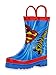 DC Comics Kids Boys' Superman Character Printed Waterproof Easy-On Rubber Rain Boots (Toddler/Little Kids)