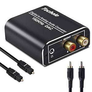 DAC Converter, Techole Aluminium 192 KHz Digitaal/Toslink naar Analoog RCA L/R Audio Converter Adapter met Optische…
