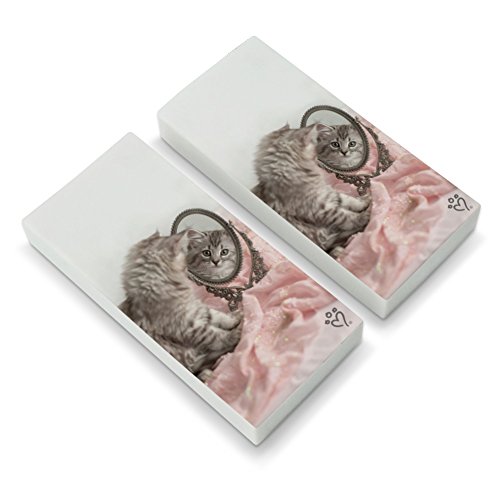 Siberian Cat Kitten Mirror Fairest of Them All Eraser Set of 2