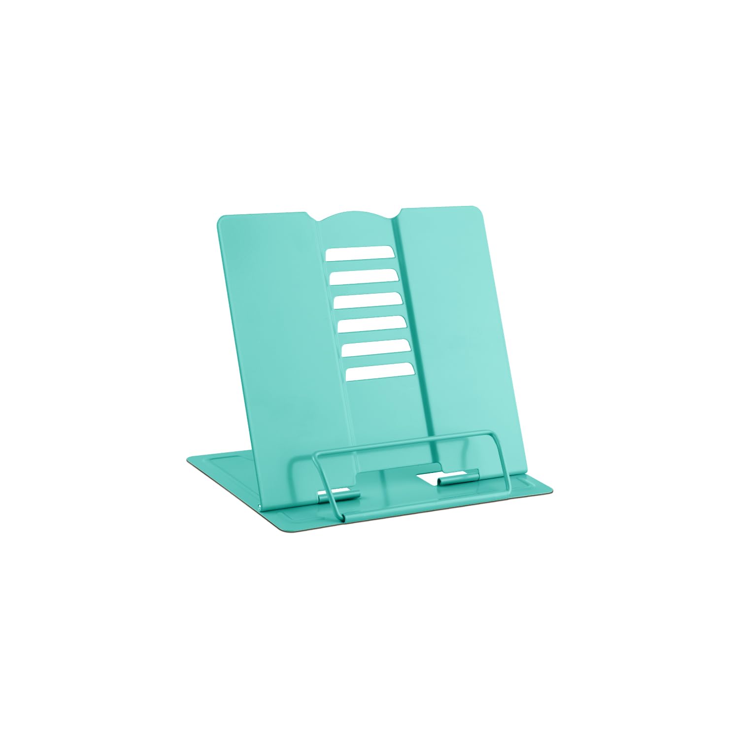 Photo 1 of MSDADA Small Desk Book Stand Metal Reading Rest Book Holder Adjustable Cookbook Documents Holder Portable Sturdy Bookstands for Recipes Textbooks Tablet Music Books(Light Green)