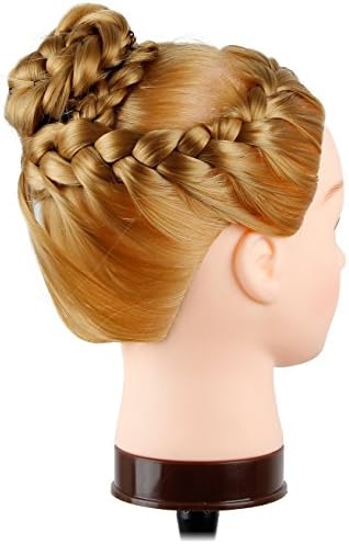 Manikin Head with Long Hair for Braiding Practice Cosmetology Mannequin Head with Table Clamp Stand(Honey Blonde Hair)