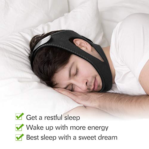 LUCCO Anti Snoring Chin Strap,Adjustable Anti Snoring Devices Better Sleep Helper,Snore Reducing Aids Snore Stopper Chin Straps for Men & Women (Black)