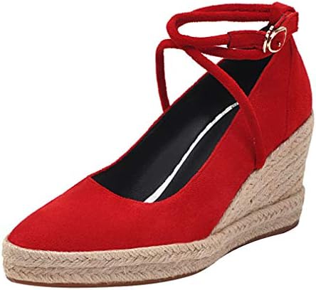 Vitalo Womens Cross Strap Espadrilles Wedges Platform Pumps Court Shoes