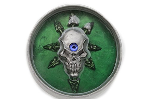 TFJ Men Women Gothic Belt Buckle Punk Biker Silver Metal Compass Skeleton Skull Green