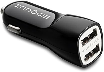 Innogie eLite (4.8A / 24W 2-Port Car Charger) Dual USB Charger Accessories for iPhone 6 / 6 Plus, 5s / 5, iPad, Galaxy S6 / S6 Edge, and More (Black/White) (Black)