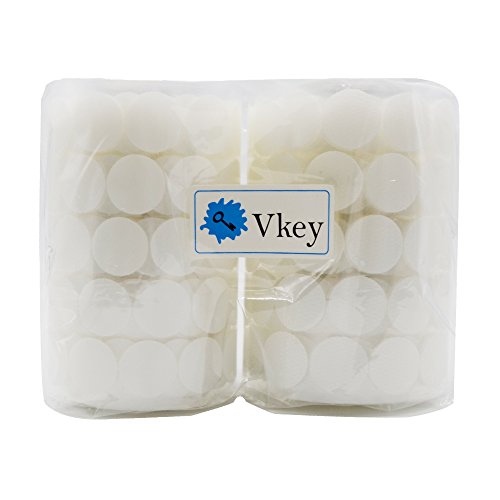 Vkey 1000 Pieces Adhesive (500 Pair Sets) 2cm Diameter Sticky Back Coins Hook & Loop Self Adhesive Hook Loop Dots Tapes Magic Sticky Dots White