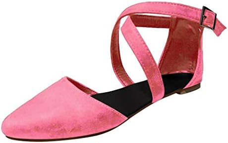 iLPM5 Flat Shoes for Women Pointed Solid Cross Strap Shallow Casual Summer Sandals