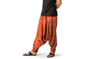 The Veshti Company Men's Boho Harem Pants - Printed Yoga Baggy Pants with Elastic Waist & Drawstring,