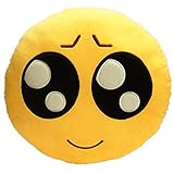 LI&HI 32cm Emoji Smiley Emoticon Yellow Round Cushion Pillow Stuffed Plush Soft Toy-Independent Vacuum Packing (Cute Face)