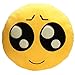 LI&HI 32cm Emoji Smiley Emoticon Yellow Round Cushion Pillow Stuffed Plush Soft Toy-Independent Vacuum Packing (Cute Face)