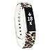 Humenn Wristband for Fitbit Alta Bands with Customize Metal Clasps and Secure Silicone Fastener Rings Small Leopard Print