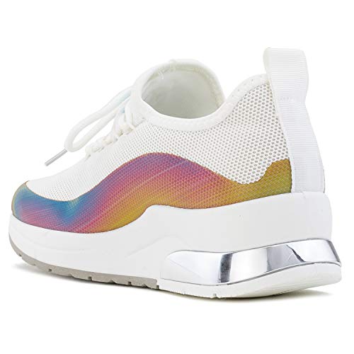 RF ROOM OF FASHION Women's Dad Sneakers Lace-up Chunky Platform Shoes White Size.7.5