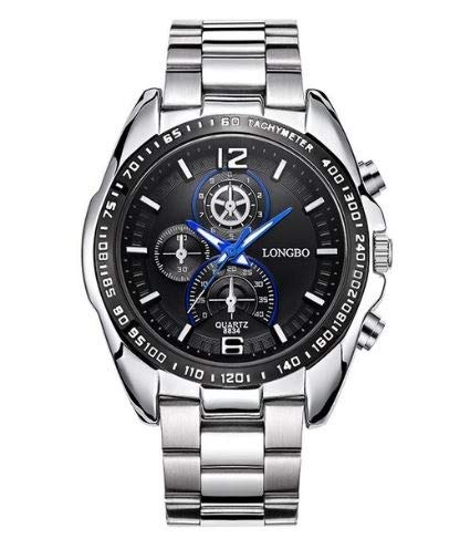 black dial silver watch