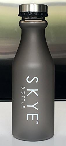 SKYE Bottle - NEW IMPROVED DESIGN with a FREE CAP! Black COOLEST WATER BOTTLE 18oz Leak Proof BPA Free Sport Wide Mouth Soda - Kids Boys Girls Men Women - Fruits Ice - Office Gym Lunch Beach Summer