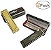 2 PCS Diatonic Harmonica Standard 10 Hole 20 Tones Harmonica Key of C Blues Harp with Case for Beginner Kids Adult, 2 Pack Set, One Gold One Black By REZIPO