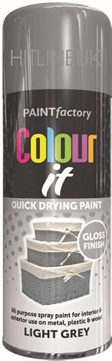 HitlineUK 2 x 400ml Light Grey Gloss Spray Paint Quick Dry Plastic Metal Wood view 3