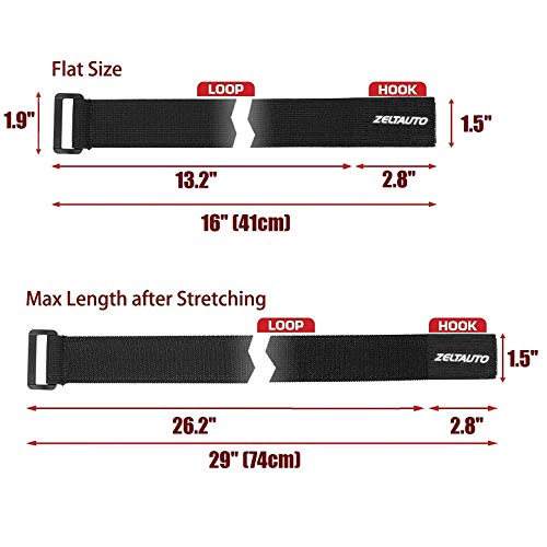 Zeltauto Elastic Hook and Loop Cable Tie Fastening Cable Strap Adjustable Magic Securing Cord Organizer (Black, 16 In, 4 Pcs)