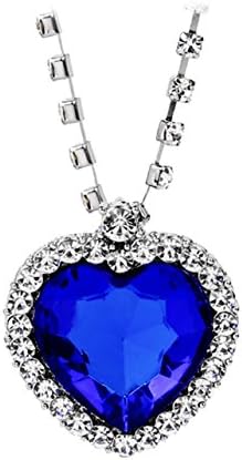 Heart of Ocean Pendant Necklace For Women & Girls Charms Fashion Jewelry (Dark Blue)