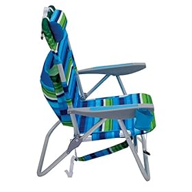 RIO beach Big Boy Folding 13 Inch High Seat Backpack Beach or Camping Chair, Green/Blue Stripe 41Q3RLwZ46L