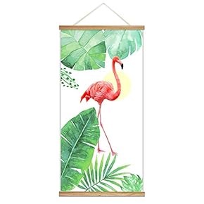 Hanging Poster Wooden Framed Beautiful Birds Flowers Plants...