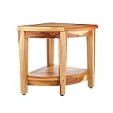 EcoDecors Oasis Teak Corner Shower Bench with Shelf, Natural
