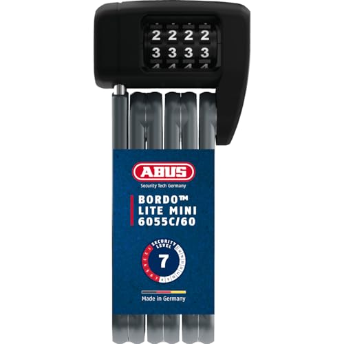 ABUS Faltschloss Bordo Lite 6055C SH - mit Halterung und Zahlencode - Extra-leichtes Zahlenschloss aus Spezialstahl - ABUS-Sicherheitslevel 7 - 60 cm - Schwarz