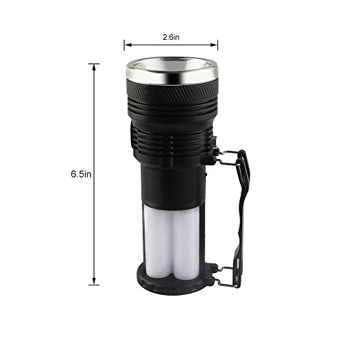 GALYGG Solar Powered Flashlight,Handheld Rechargeable Lantern (Solar + DC Dual-Charge Mode),LED Camping Lamp Spotlight Searchlight,for Outdoor Hiking Fishing Emergency Lighting