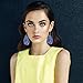 12 Pairs Faux Leather Earrings Teardrop Petal Drop Earrings Long Dangle Earrings Lightweight Leaf Handmade Earrings with Clear Silicone Backings for Women Girls Teens