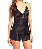 Bluetime Womens Short Pajama Set Enchanting Satin 2 Piece Cami Set Sleepwear