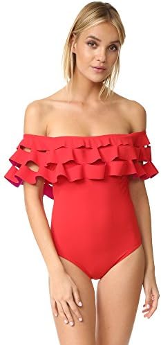 Karla Colletto Women's La Dolce Vita Off the Shoulder Maillot, Cherry, 10