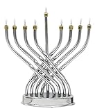 Electric Menorah Highly Polished Chrome Low-Voltage Electric Chanuka Menora for Hanukkah
