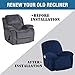 H.VERSAILTEX Recliner Sofa Cover 1-Piece Non Slip Soft High Stretch Modern Thick Velvet Plush Slipcover Form Fit Stretch Furniture Cover Recliner Sofa Slipcover Machine Washable - Navy