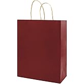 bagmad 100 Pack 5.25x3.25x8 Inch Small Red Gift Paper Bags with Handles Bulk, Kraft Bags, Craft Grocery Shopping Retail Party Favors Wedding Business Sacks (Red, 100pcs)