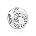 Gem Stone King 925 Sterling Silver Cubic Zirconia 11X9MM LOVE Charm Compatible with Pandora Bracelets