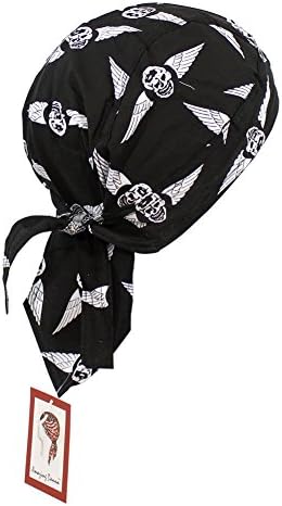 Do Rag Bandana Motorcycle Biker Caps Skull Head Wrap Tied Headband (Skull Wings)