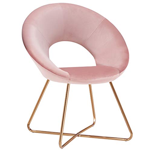 Duhome Modern Upholstered Living Room Accent Chairs Home Office Chairs for Dining Room Contemporary Velvet Arm Leisure Chairs for Bedroom 1 pcs, Salmon Pink - Thumbnail 7