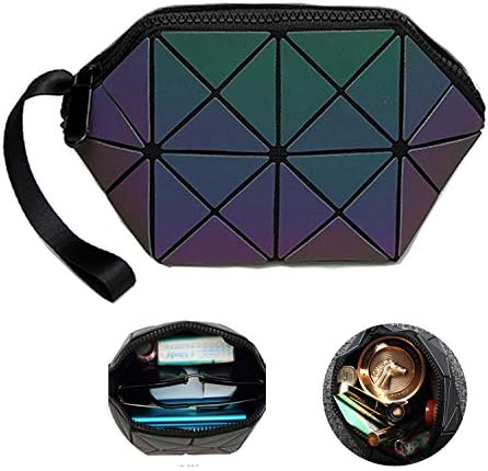Geometric Luminous Crossbody Purse Clutch PU Leather Chain Purses for Women Shoulder Bag Evening Hangbag Purse