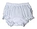 Baby Girls White Elastic Bloomer Diaper Cover with Embroidered Eyelet Edging