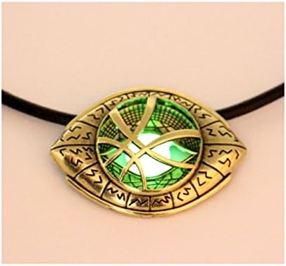 Newest Doctor Strange Necklace Glow in Dark Eye Shape Antique Bronze 6cm4.3cmPendant with Leather Cord Movie Cosplay Jewelry